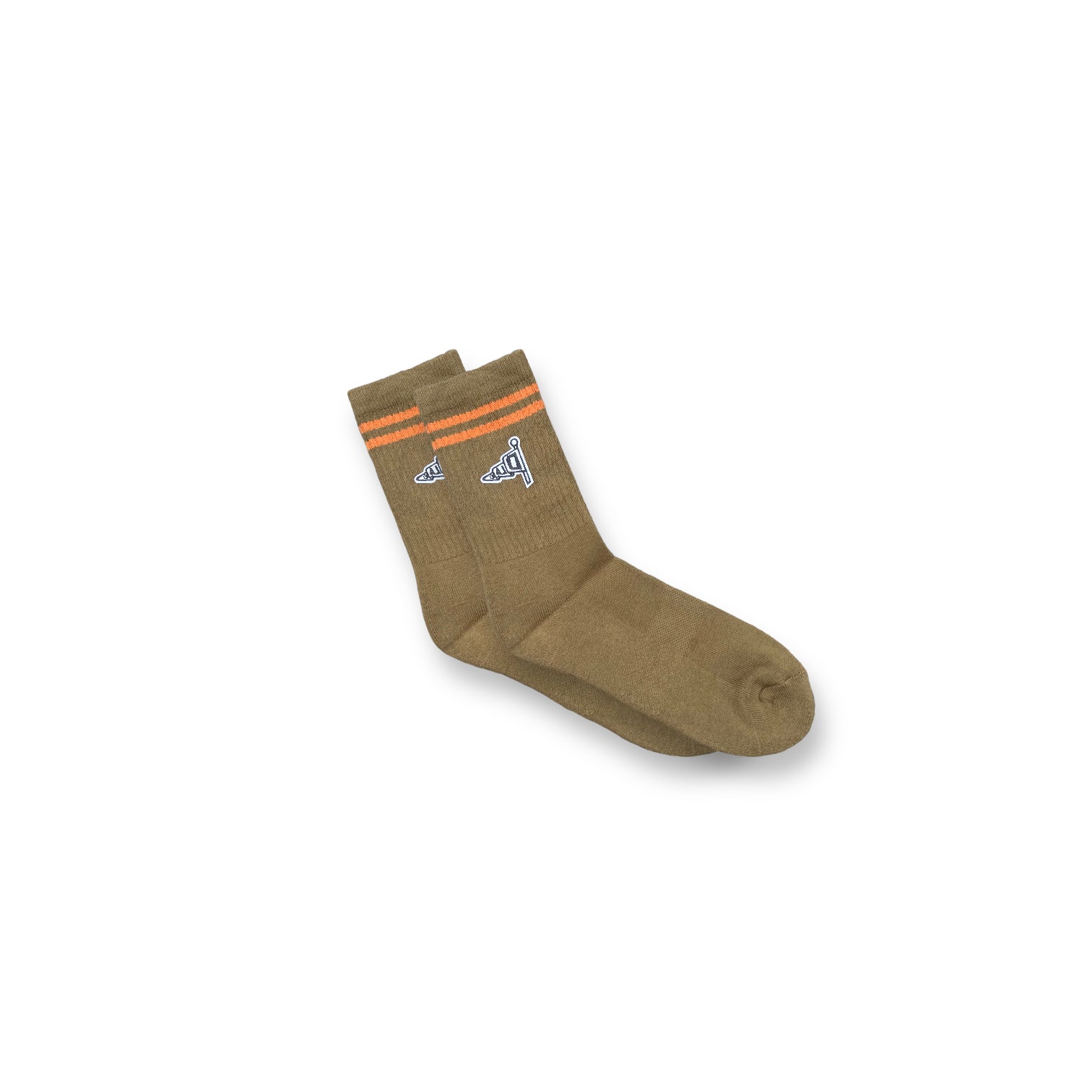 Dlab Socks (High) Green/Orange Lines with Embroidered Patch Color Logo