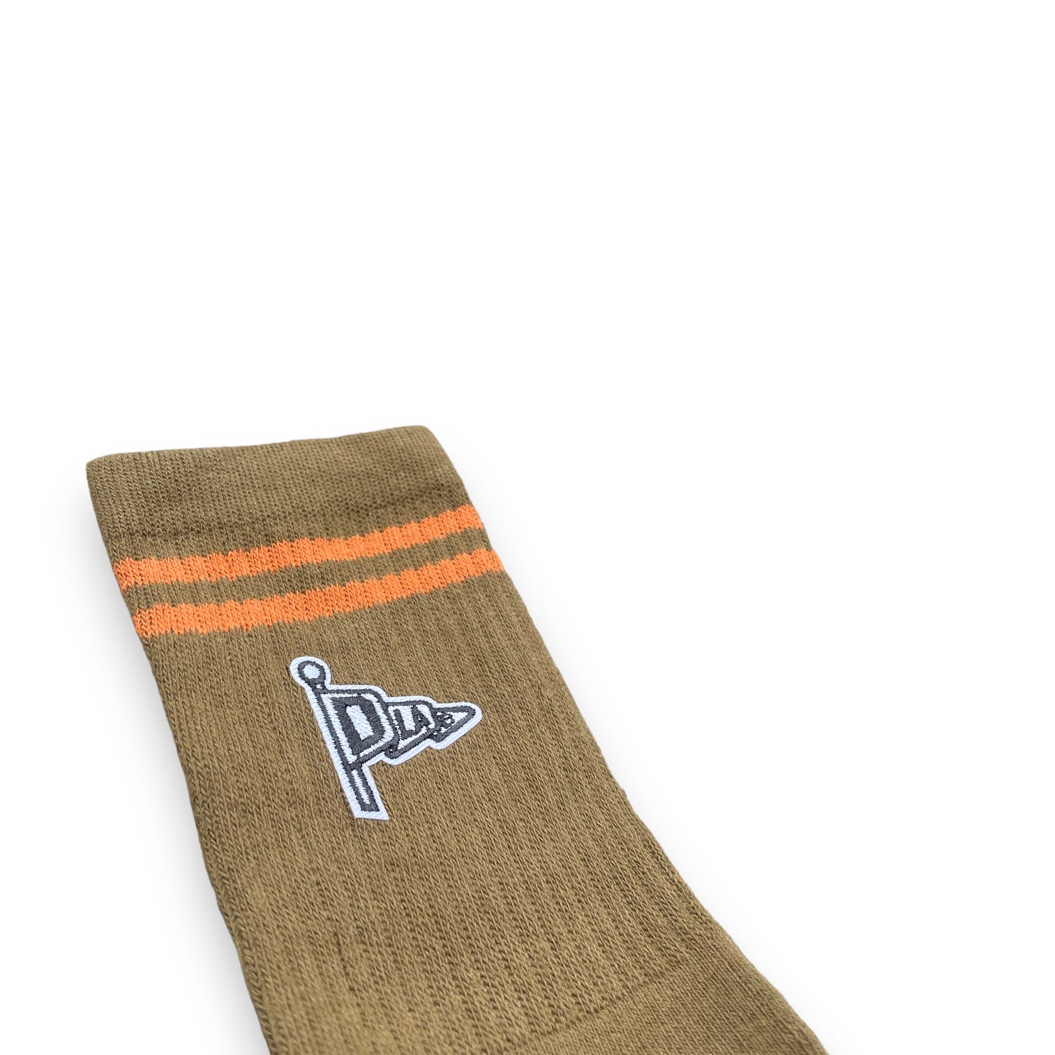 Dlab Socks (High) Green/Orange Lines with Embroidered Patch Color Logo