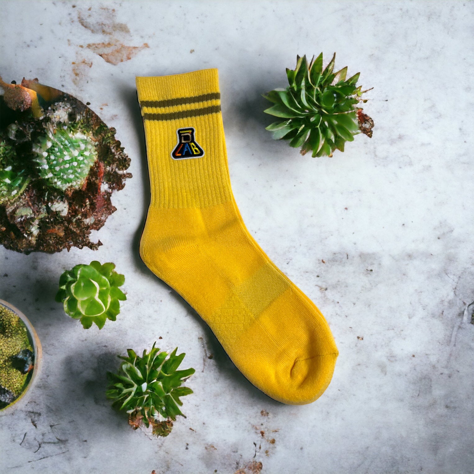 Dlab Socks (High) Yellow with Embroiderd Patch Color Logo
