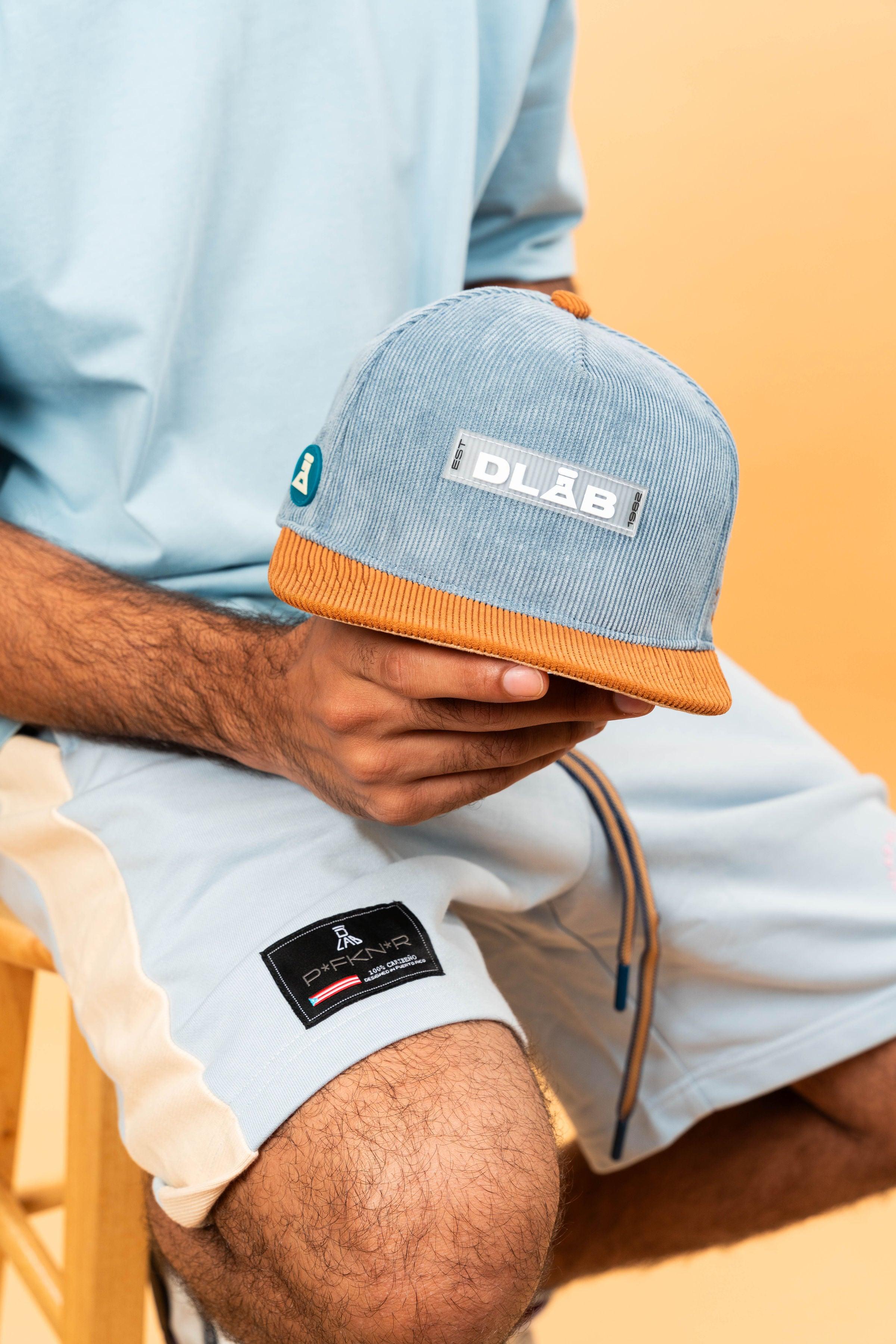 DLAB Corduroy Flat 5 Panel SnapBack Blue/Brown - DlabStore