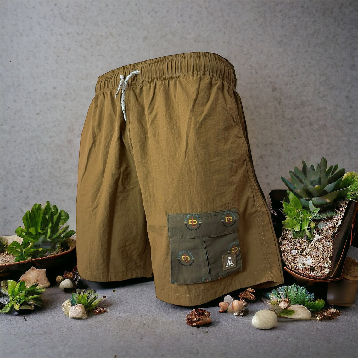 DLAB Hybrid Shorts Brown with Dark Green Sublimated Pocket