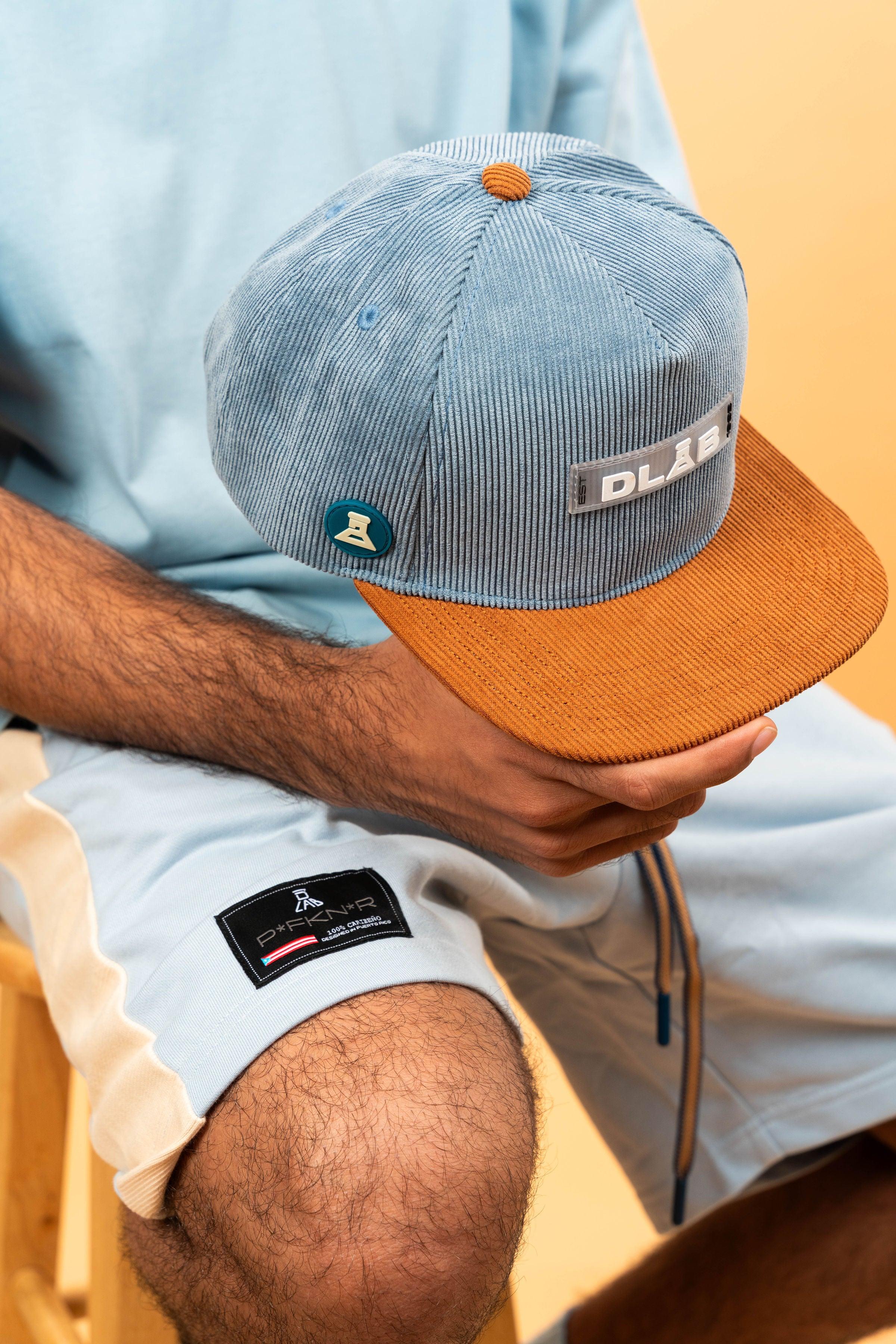 DLAB Corduroy Flat 5 Panel SnapBack Blue/Brown - DlabStore
