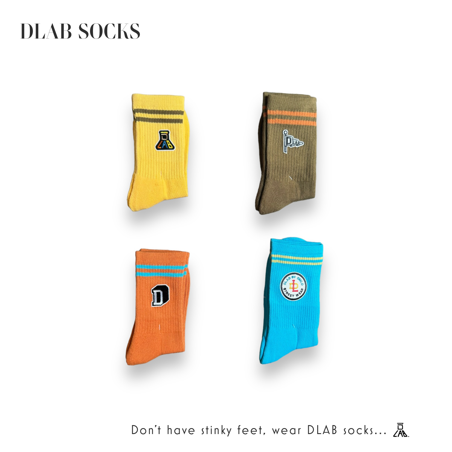 Dlab Socks (High) Yellow with Embroiderd Patch Color Logo