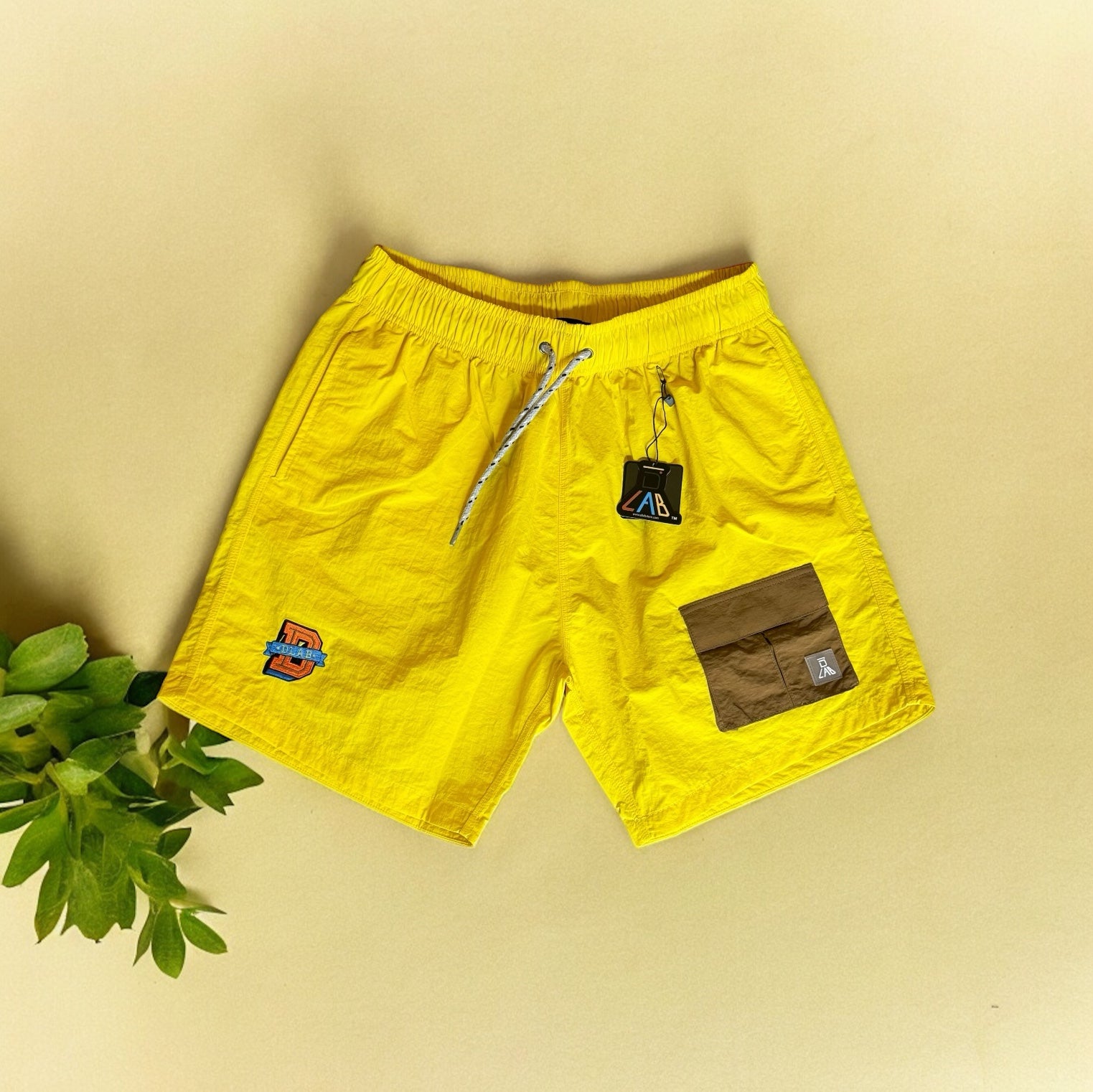 DLAB Hybrid Shorts Yellow with Brown Pocket