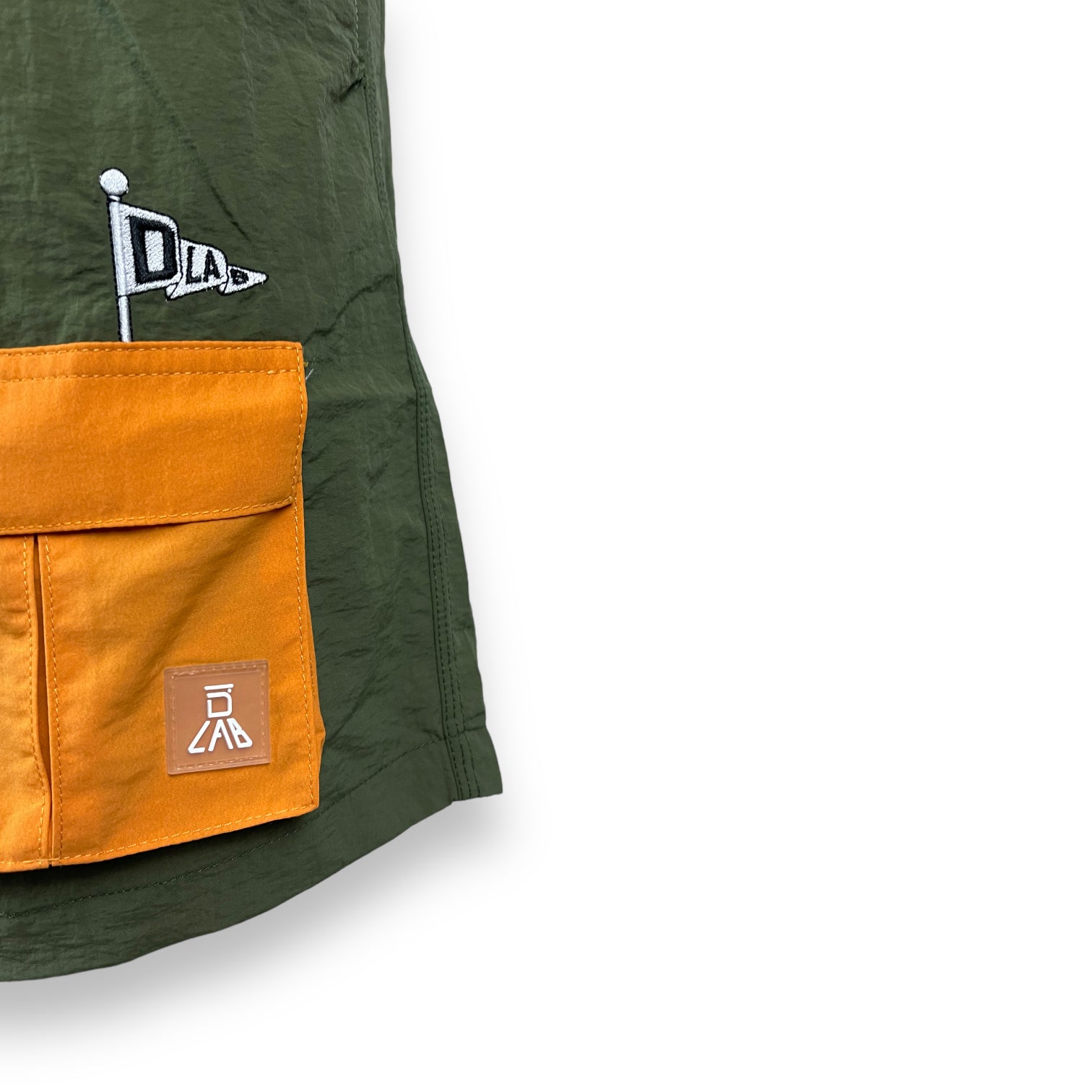 DLAB Hybrid Shorts Olive Green Orange Pocket